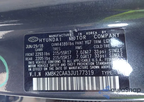 2018 Hyundai Kona Sel из США, поврежденный, VIN KM8K2CAA3JU177319